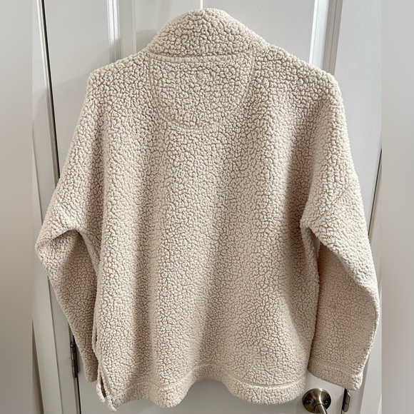 Aerie Women’s White Sherpa Fleece 1/4 Button Up Sweater - Size S - Picture 4 of 8